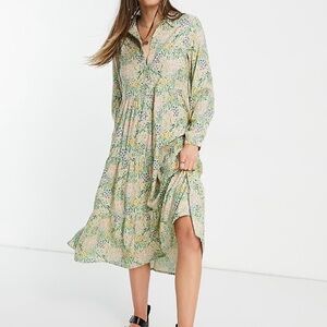 MONKL Green and Pink Long Sleeve Dress